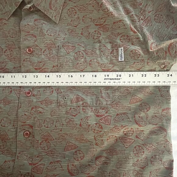 Columbia PFG Shirt Mens L All Over Fish Print Performance Fishing Vented Trout - Picture 11 of 13
